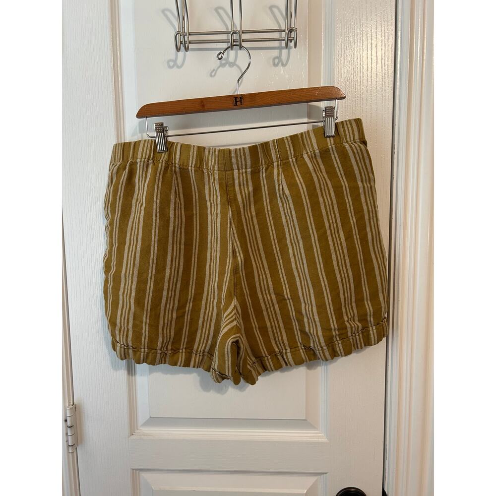 J. Jill Mustard Striped Linen Shorts - Picture 2 of 5